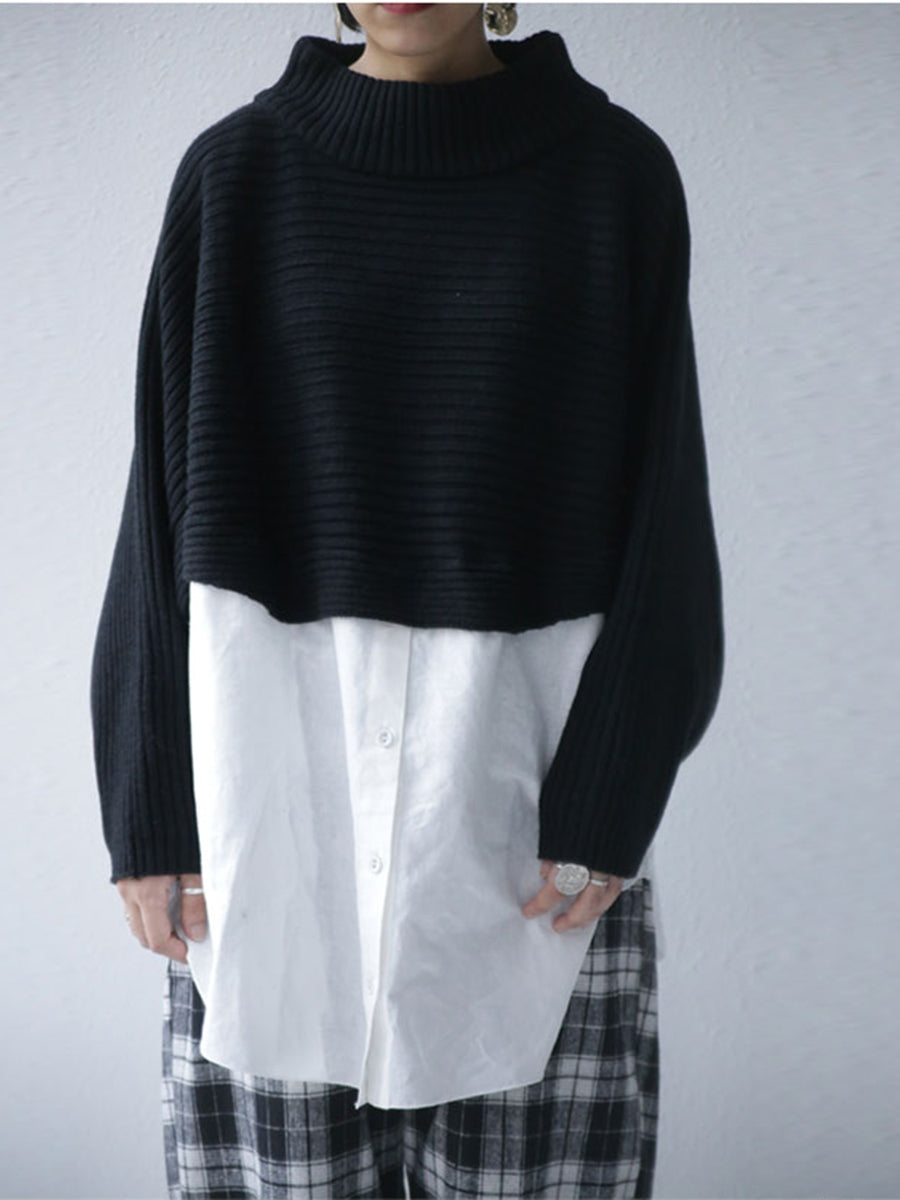 Fashion Contrast Stitching Pullover Top