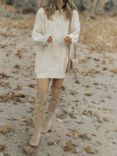 Load image into Gallery viewer, Ladies Fashion Solid Color Round Neck Knitted Sweater Dress
