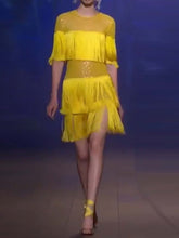 Load image into Gallery viewer, Fashion Round Neck Short Sleeve Tassel Midi Dress
