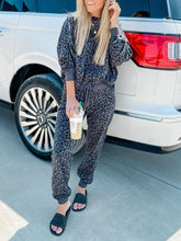Load image into Gallery viewer, Fashion Leopard Print Long Sleeve Two-piece Suit
