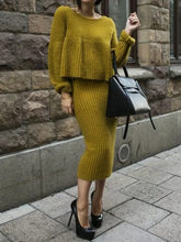 Load image into Gallery viewer, Two-piece Solid Color Loose Fashion Knitted Skirt Suit
