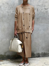 Load image into Gallery viewer, Casual Loose Round Neck Long Sleeve Solid Color Two-piece Suit
