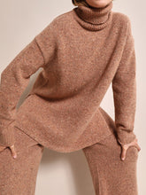 Load image into Gallery viewer, Fashionable Simple Casual Loose Turtleneck Top Pants Knitted Suit
