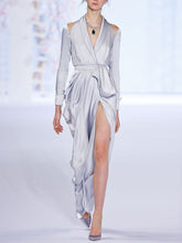 Load image into Gallery viewer, Fashion Long Sleeve Silk Elegant Evening Dress
