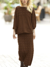 Load image into Gallery viewer, Solid Color Knitted Skirt Casual Two Piece Suit
