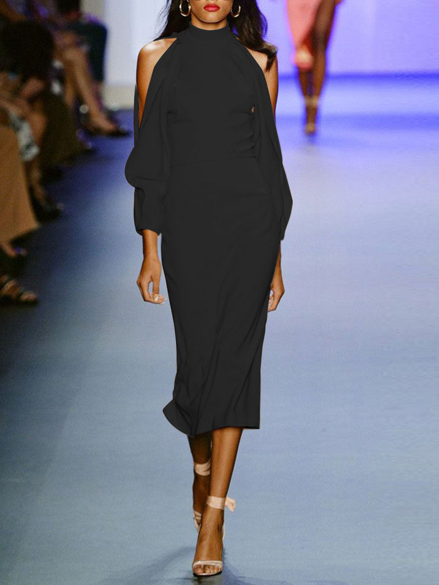 Fashion Sexy Off Shoulder Long Sleeve Evening Dress