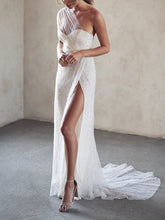 Load image into Gallery viewer, One-shoulder Mesh Long Wedding Dress
