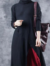Load image into Gallery viewer, Retro Slit High Neck Women&#39;S Casual Knitted Dress
