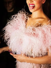 Load image into Gallery viewer, Fashion Sexy One Shoulder Feather Mini Dress
