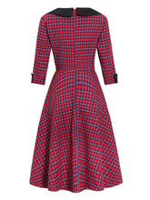 Load image into Gallery viewer, Fashionable Plaid V-neck Long Sleeve Dress
