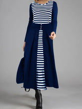 Load image into Gallery viewer, Retro Elegant Striped Long Sleeve Maxi Dress
