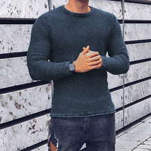 Load image into Gallery viewer, Men&#39;S Fashion Solid Color Round Neck Slim Knit Sweater
