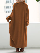 Load image into Gallery viewer, Retro Lazy Loose Solid Color High Collar Women&#39;S Knitted Dress
