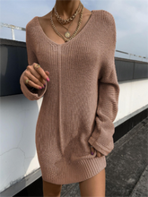Load image into Gallery viewer, Sexy And Comfortable V-Neck Women&#39;S Sweater Dress
