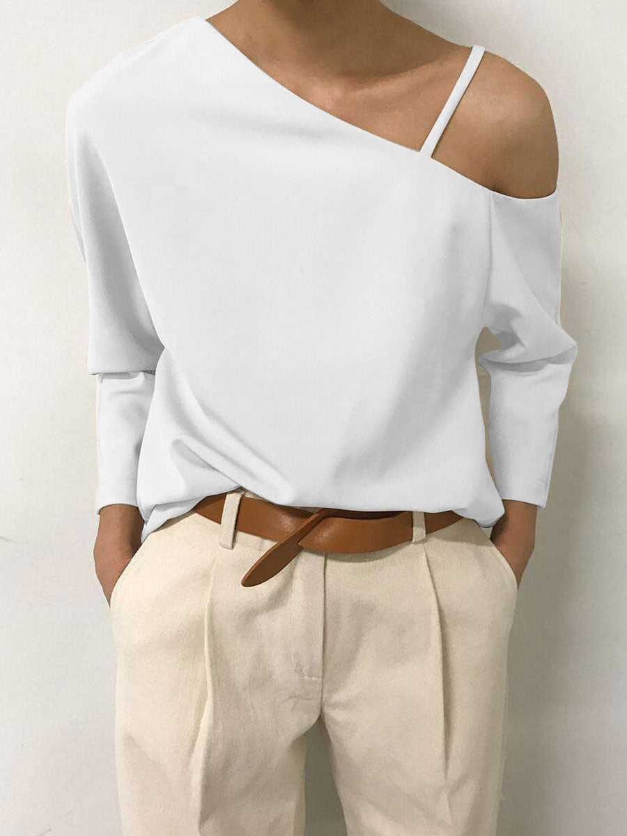 Solid Color Strapless Loose T-Shirt