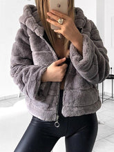 Load image into Gallery viewer, Hooded Plush Zipper Warm Coat

