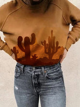 Load image into Gallery viewer, Western Desert Cactus Print Casual Long Sleeve Pullover
