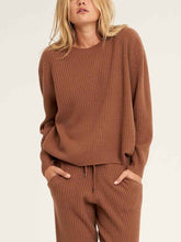 Load image into Gallery viewer, Casual Solid Color Round Neck Pocket Trousers Knit Suit
