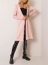 Load image into Gallery viewer, Pure Color Hooded Casual Waist Drawstring Long Coat
