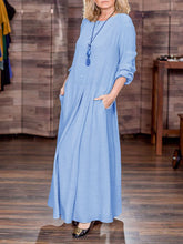 Load image into Gallery viewer, Simple Casual Loose Round Neck Long Sleeve Knitted Maxi Dress
