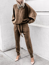 Load image into Gallery viewer, 达不到供应链要求，产品下架Fashion Casual Long Sleeve Round Neck Solid Color Two-piece Suit
