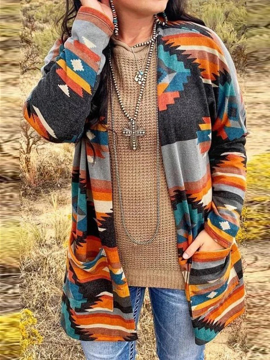 Printed Long Sleeve Cardigan Jacket