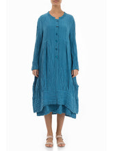 Load image into Gallery viewer, Simple Loose Long Marine Blue Silk Jacket
