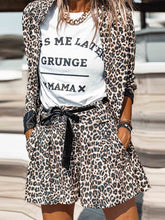 Load image into Gallery viewer, Fashion Leopard Print Jacket and Shorts Two-piece Sets
