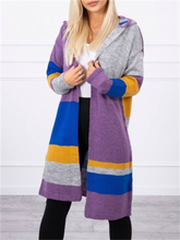 Load image into Gallery viewer, Autumn And Winter Casual Women&#39;S Color Matching Hooded Sweater Coat
