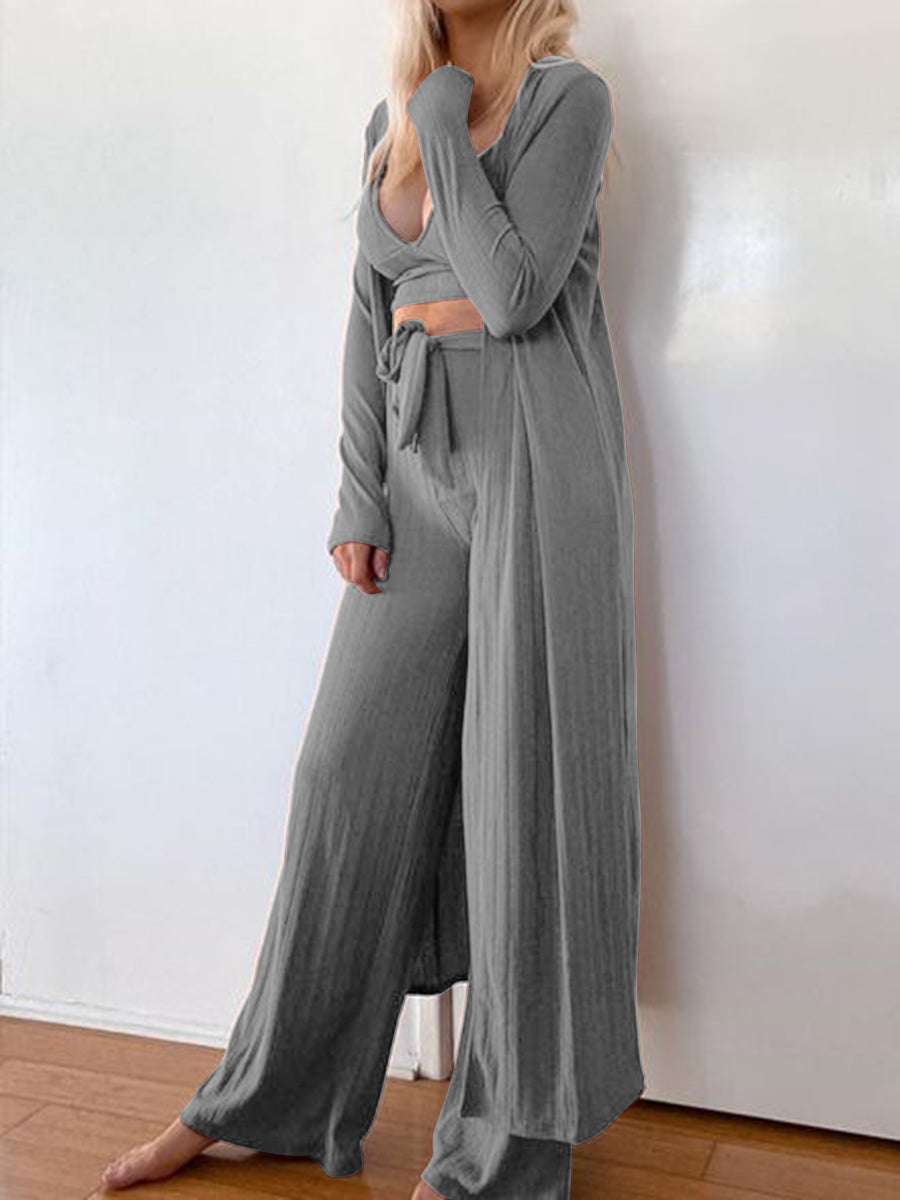 Women's Loose Simple Lounge Wear Three-Piece Suit