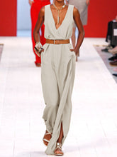 Load image into Gallery viewer, Fashion Casual Loose Solid Color Sleeveless Jumpsuit
