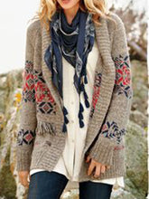 Load image into Gallery viewer, Ladies Printed Casual Wool Cardigan
