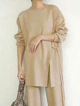 Load image into Gallery viewer, Pure Color Bifurcated Personality Comfortable Loose Knit Suit
