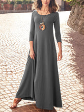 Load image into Gallery viewer, Long Sleeve Round Neck Slim Casual Long Dress with Pockets
