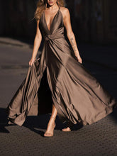 Load image into Gallery viewer, V-neck Halter Elegant Party Maxi Dress

