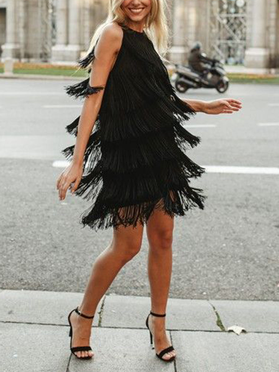 Fashion Sexy Fringed Mini Dress
