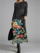 Load image into Gallery viewer, Elegant Long Sleeve Casual Dress with Floral Print and Polka Dots
