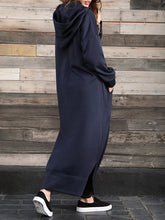 Load image into Gallery viewer, Loose Solid Color Maxi Hoodie Dress with Pocket
