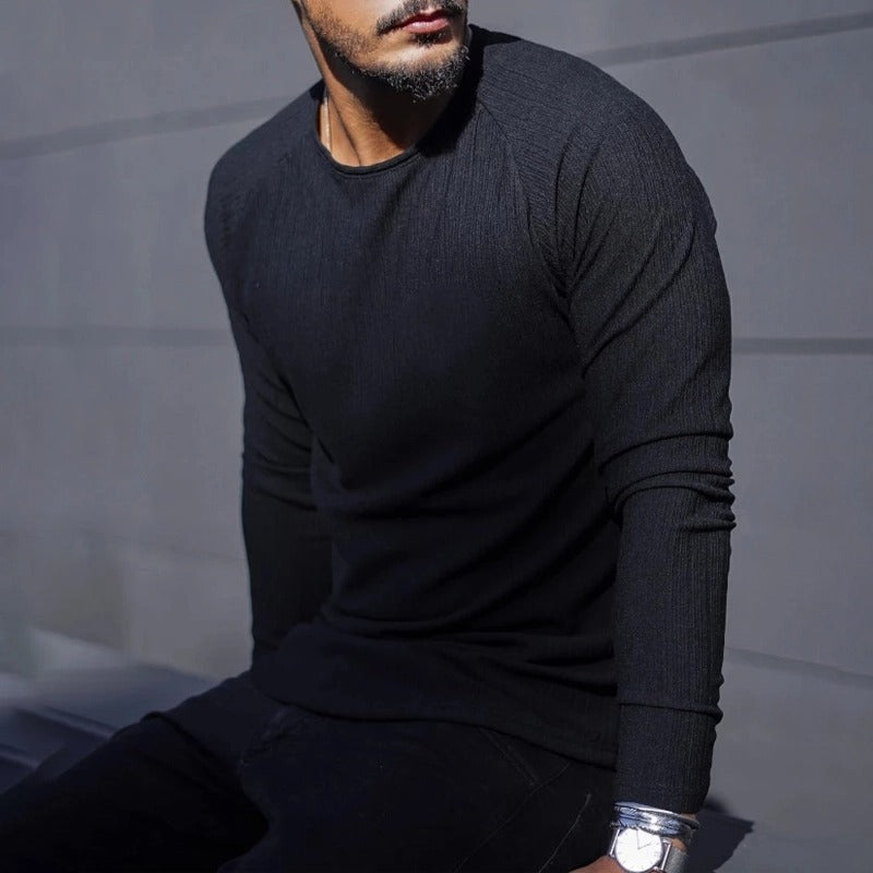 Men's Fashion Solid Color Round Neck Sweater