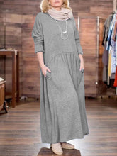 Load image into Gallery viewer, Retro Long Sleeve Loose Casual Dress with Pockets
