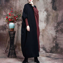 Load image into Gallery viewer, Retro Contrast Color Loose Bat Sleeve Women&#39;S Sweater Dress
