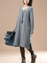 Load image into Gallery viewer, Casual Women&#39;S Loose Solid Color Round Neck Sweater Dress
