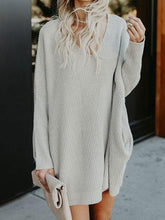 Load image into Gallery viewer, Plain Pockets V-neck Loose Casual Knit Dress
