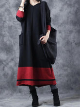 Load image into Gallery viewer, Autumn And Winter Casual Retro Contrast Color Women&#39;S Sweater Dress
