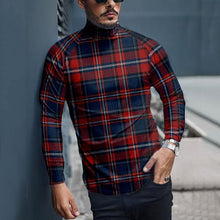 Load image into Gallery viewer, Men&#39;S Casual Plaid Long Sleeve High Neck T-Shirt
