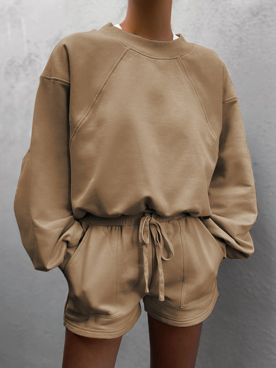 Fashion Casual Round Neck Long Sleeve Two-piece Suit