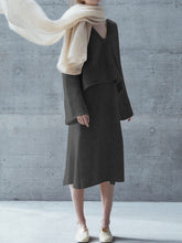 Load image into Gallery viewer, Fashion Casual Loose V-neck Long Sleeve Solid Color Two-piece Suit
