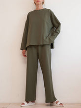 Load image into Gallery viewer, Casual Simple Loose Round Neck Long Sleeve Top Pants Set
